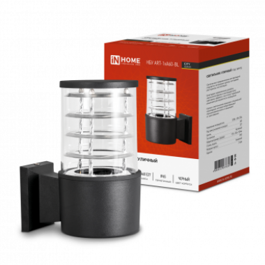 Светильник уличный односторонний НБУ ART-1хA60-BL алюминиевый под лампу 1хA60 E27 230B черный IP65 IN HOME