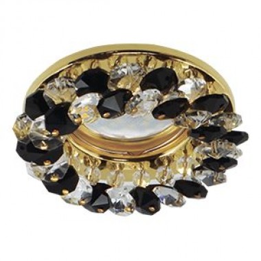 Светильник встраиваемый Ecola MR16 CD4141 GU5.3 круглый с хрусталиками прозрачный и черный/золото 50x90 /FG1618EFY/