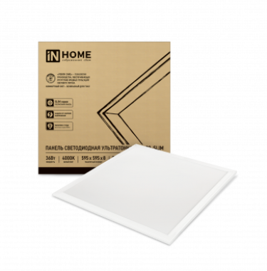 Панель светодиодная ультратонк LP-02-SLIM 36Вт 230В 4000К 3600Лм 595х595х8мм без ЭПРА БЕЛАЯ IP40 IN HOME