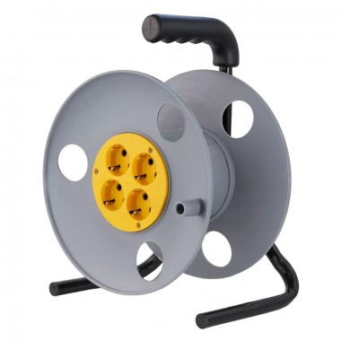 Катушка без провода GLANZEN 4 гнезда с заземлением ф270мм