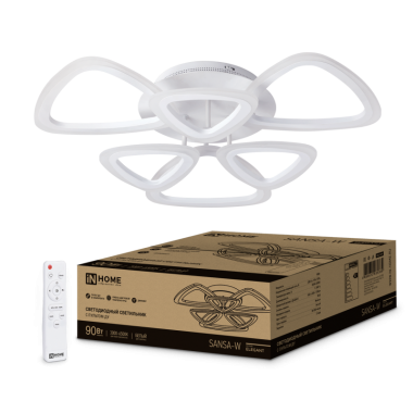 Светильник светодиодный ELEGANT SANSA-W 90Вт 230В 3000-6500K 7000Лм 650х650х130мм c пультом ДУ белый IN HOME