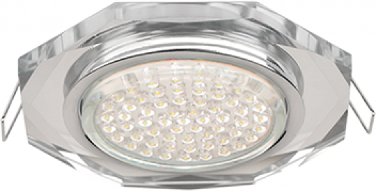 Светильник встраиваемый Ecola GX53 H4 5312 Glass Стекло 8-угольник с прямыми гранями хром-хром (зеркальный) 38x133 (к+) /FM538AECH/