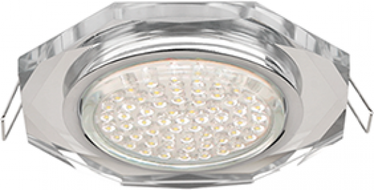 Светильник встраиваемый Ecola GX53 H4 5312 Glass Стекло 8-угольник с прямыми гранями хром-хром (зеркальный) 38x133 (к+) /FM538AECH/