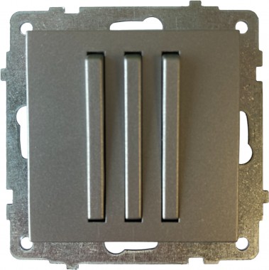 Выключатель тройной (серебристый цвет) М + К тонкая клавиша