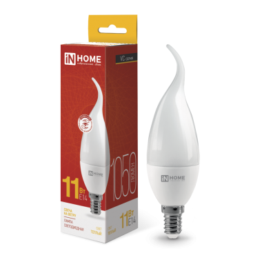Лампа светодиодная LED-СВЕЧА НА ВЕТРУ-VC 11Вт 230В Е14 3000К 1050Лм IN HOME
