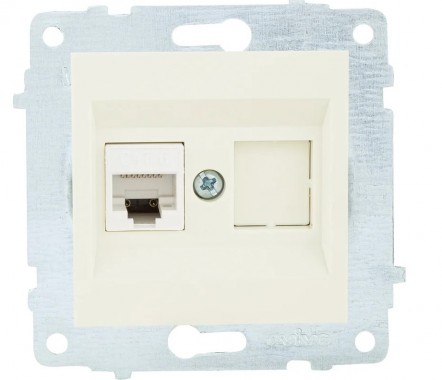Розетка компьютерная RJ45 (CAT6) (кремовый цвет) М + К