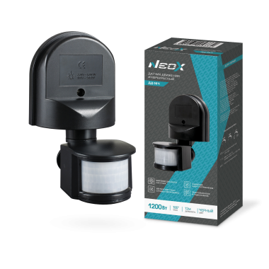 Датчик движения инфракрасный ДД 08Ч 1200Вт 180 гр.12м IP44 черный NEOX