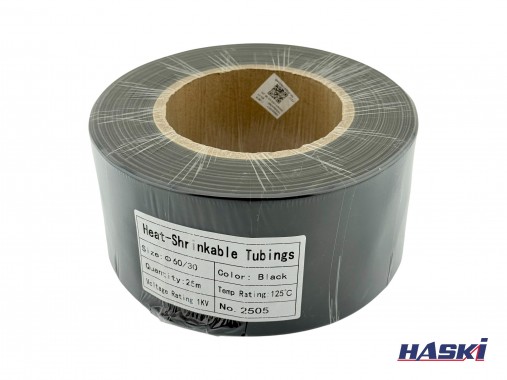 Термоусаживаемая трубка ТУТнг 60/30 черная (25 м/ролл) HASKI 