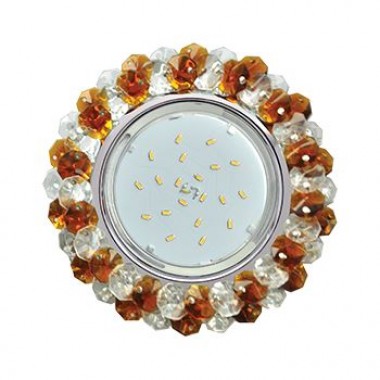 Светильник встраиваемый Ecola GX53 H4 5341 Glass Круглый с хрусталиками прозрачный и янтарь/хром 56x120 (к+) /FO53RYECB/