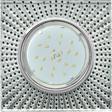 Светильник встраиваемый Ecola GX53 H4 5352 Glass Квадрат с черными стразами (оправа хром) фон зерк/центр часть хром 40x123x123 (к+) /FB53SGECB/