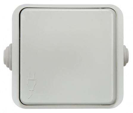 Розетка одинарная с крышкой AQUA белая полугерметичная 3110 IN HOME