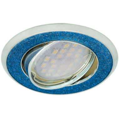 Светильник встраиваемый Ecola MR16 DL39 GU5.3 литой поворотный круг под стеклом голубой блеск хром 23x88 /FB1614EFY/