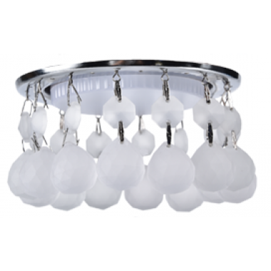 Светильник встраиваемый Ecola GX53 H4 5346 Glass Круглый с большими хрусталиками на прямом подвесе матовый /хром 90x110 (к+) /FH53RVECB/