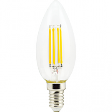 Лампа светодиодная Ecola candle LED Premium 6,0W 220V E14 4000K 360° filament прозр. нитевидная свеча (Ra 80, 100 Lm/W, КП=0) 96х37  [N4QV60ELC]