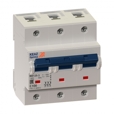 Выключатель автоматический модульный OptiDin BM125-3D100-14ln-УХЛ3     	  