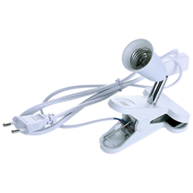 Светильник прищепка с вилкой с выключателем - патрон E27 на шарнире 30мм белый