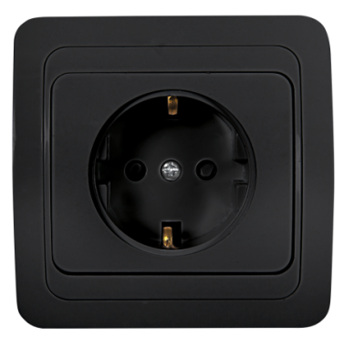 Розетка одинарная с заземлением CLASSICO черная 2028B IN HOME