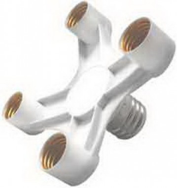 Переходник Ecola base с цоколя E40 на 4хE27 широкий белый /A8T47WEAY/