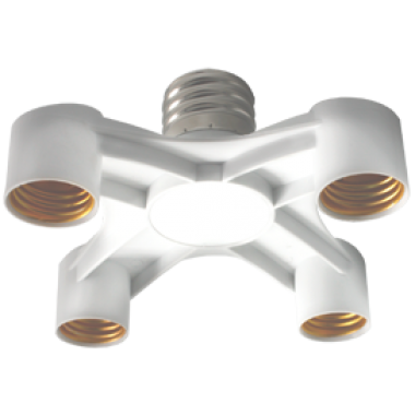 Переходник Ecola base с цоколя E40 на 4хE27 широкий белый /A8T47WEAY/