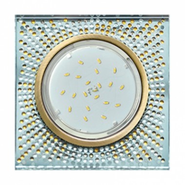 Светильник встраиваемый Ecola GX53 H4 5320 Glass Квадрат с прозр янтарной мозаикой фон зерк/центр часть черненая бронза 40x123x123 (к+) /FQ53SGECB/