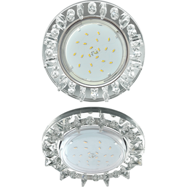 Светильник встаиваемый Ecola GX53 H4 5361 Glass Круг с квадрат прозр стразами фон зерк/центр часть хром 52x120 (к+) /FK53RNECB/