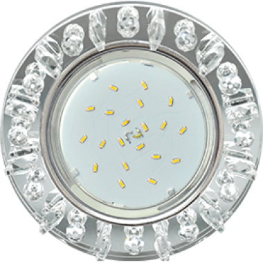 Светильник встаиваемый Ecola GX53 H4 5361 Glass Круг с квадрат прозр стразами фон зерк/центр часть хром 52x120 (к+) /FK53RNECB/