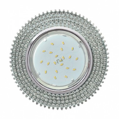 Светильник встраиваемый Ecola GX53 H4 5362 Glass Круг с прозр стразами (оправа хром) фон зерк/центр часть хром 40x120 (к+) /FW53RGECB/