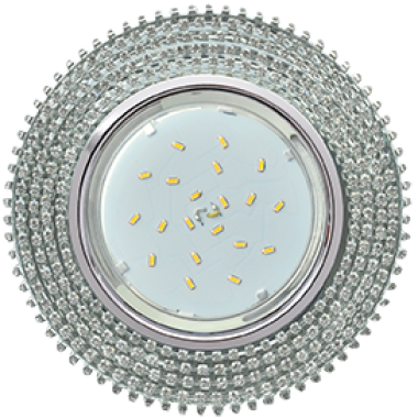 Светильник встраиваемый Ecola GX53 H4 5362 Glass Круг с прозр стразами (оправа хром) фон зерк/центр часть хром 40x120 (к+) /FW53RGECB/