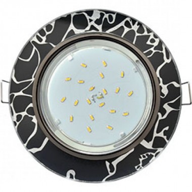 Светильник встраиваемый Ecola GX53 H4 5310 Glass Стекло Круг черный хром-хром на черном 38x126 (к+) /FB53RNECH/