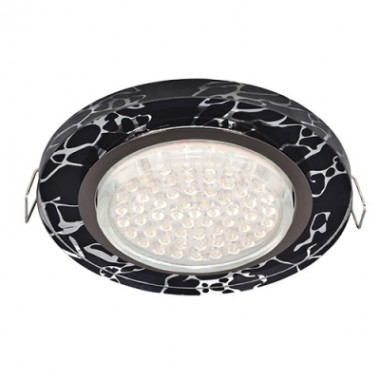 Светильник встраиваемый Ecola GX53 H4 5310 Glass Стекло Круг черный хром-хром на черном 38x126 (к+) /FB53RNECH/