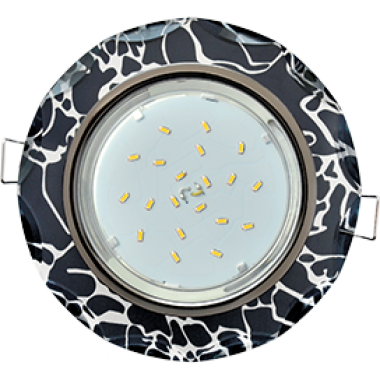 Светильник встаиваемый Ecola GX53 H4 5313 Glass Стекло Круг с вогнутыми гранями черный хром-хром на черном 38x126 (к+) /FB53RCECH/