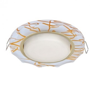 Светильник встаиваемый Ecola GX53 H4 5313 Glass Стекло Круг с вогнутыми гранями золото-золото на белом 38x126 (к+) /FG53RCECH/