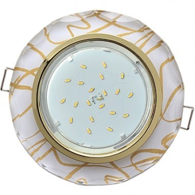 Светильник встаиваемый Ecola GX53 H4 5313 Glass Стекло Круг с вогнутыми гранями золото-золото на белом 38x126 (к+) /FG53RCECH/