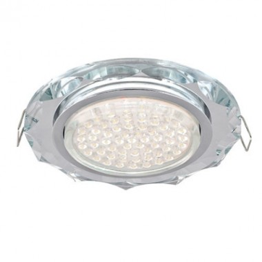 Светильник встраиваемый Ecola GX53 H4 5313 Glass Стекло Круг с вогнутыми гранями хром-хром (зеркальный) 38x126 (к+) /FM53RCECH/
