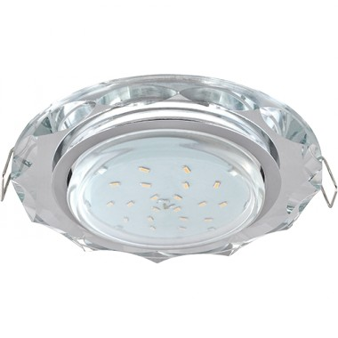 Светильник встраиваемый Ecola GX53 H4 5313 Glass Стекло Круг с вогнутыми гранями хром-хром (зеркальный) 38x126 (к+) /FM53RCECH/