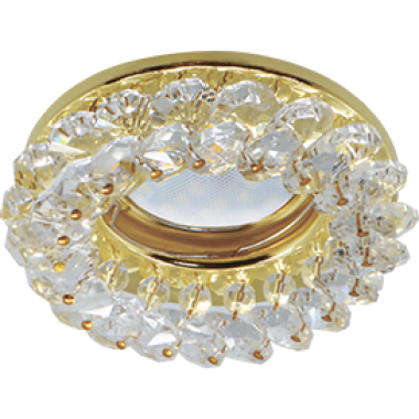 Светильник встраиваемый Ecola Light MR16 CD4141 GU5.3 круглый с хрусталиками прозрачный/золото 50x90 (кd74) /FD1617EFY/