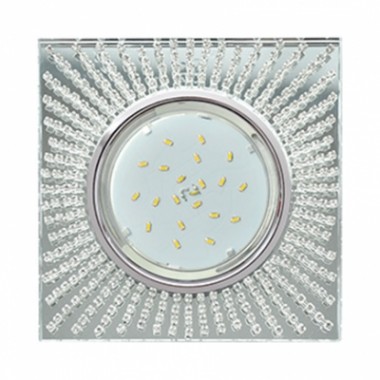 Светильник встраиваемый Ecola GX53 H4 5352 Glass Квадрат с прозр стразами (оправа хром) фон зерк/центр часть хром 40x123x123 (к+) /FW53SGECB/