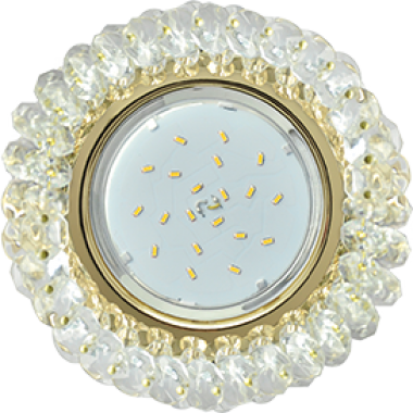 Ecola Light GX53 H4 Glass Круглый с хрусталиками Прозрачный /Золото 56x120 (к+) /FD53RLECB/