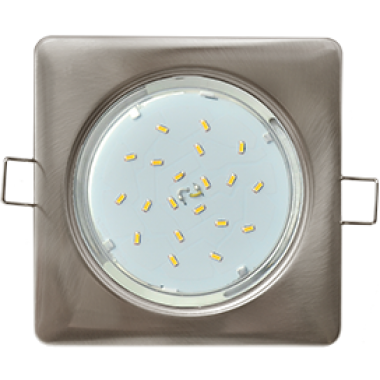 Светильник встраиваемый Ecola GX53 H4  Square квадрат выпуклый без рефл. сатин-хром 107x41 (к+) /FS53S4ECB/