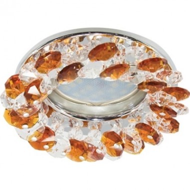 Светильник встраиваемый Ecola Light MR16 CD4141 GU5.3 круглый с хрусталиками прозрачный и янтарь/хром 50x90 (кd74) /FO1617EFY/