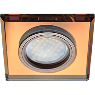 Светильник встраиваемый Ecola MR16 DL1651 GU5.3 Glass Стекло Квадрат скошенный край янтарь/черненая медь 25x90x90 (кd74) /FA1651EFF/