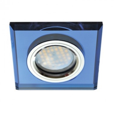 Светильник встраиваемый Ecola MR16 DL1651 GU5.3 Glass Стекло Квадрат скошенный край голубой/хром 25x90x90 (кd74) /FL1651EFF/