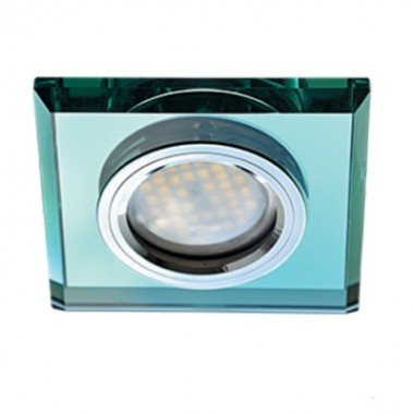 Светильник встраиваемый Ecola MR16 DL1651 GU5.3 Glass Стекло Квадрат скошенный край изумруд/хром 25x90x90 (кd74) /FR1651EFF/