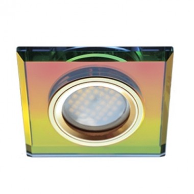 Светильник встраиваемый Ecola MR16 DL1651 GU5.3 Glass Стекло Квадрат скошенный край мультиколор/золото 25x90x90 (кd74) /FM1651EFF/