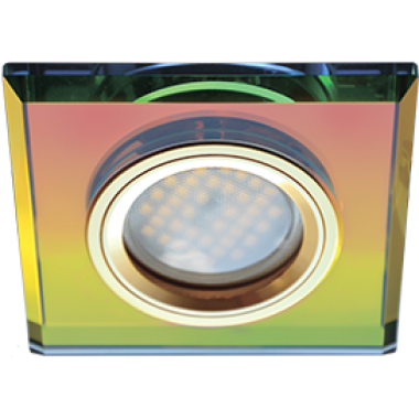 Светильник встраиваемый Ecola MR16 DL1651 GU5.3 Glass Стекло Квадрат скошенный край мультиколор/золото 25x90x90 (кd74) /FM1651EFF/