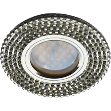Светильник встраиваемый Ecola MR16 DL1662 GU5.3 Glass Стекло Круг с прозр.стразами (оправа хром)/фон зерк./центр.часть хром 25x93 /FW16RGECB/