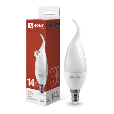 Лампа светодиодная LED-СВЕЧА НА ВЕТРУ-VC 14Вт 230В E14 4000K 1330Лм IN HOME