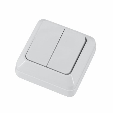 Выключатель LE SW 2-х клавишный открытой установки 10А белый NATIVA