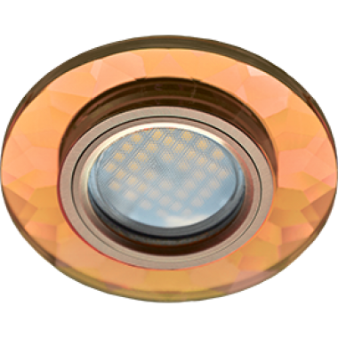 Светильник встраивемый Ecola MR16 DL1654 GU5.3 Glass Стекло Круг граненый янтарь/черненая медь 25x90 (кd74) /FA1654EFF/