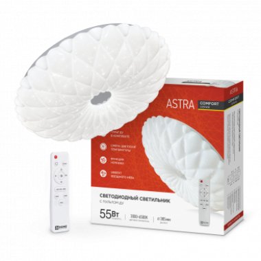 Светильник светодиодный COMFORT ASTRA 55Вт 230В 3000-6500K 4400Лм 385x90мм с пультом ДУ IN HOME